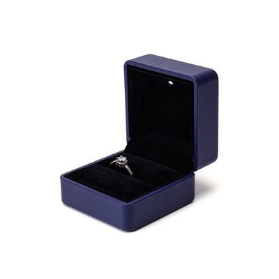 주문 커스텀 로고 다크 블루 한홍 가죽 LED 보석 박스 빛과 실크 스크린 인쇄 online manufacture