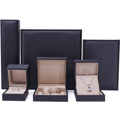 주문 사용자 지정 로고 노벨 슬리크 PU 가죽 보석 포장 상자 부드러운 벨벳 배열 online manufacture