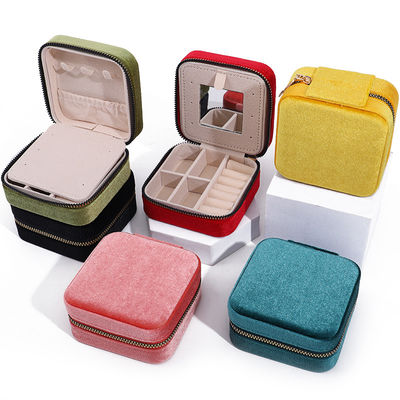 주문 사용자 지정 로고 벨벳 보석 상자 귀걸이 목걸이 반지 거울 상자 여행 보관 online manufacture
