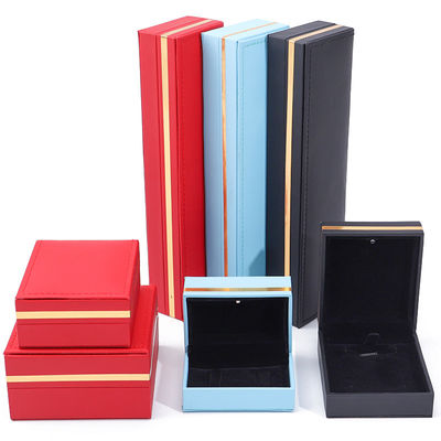 주문형 PU 가죽 LED 보석 상자 금 트림 보석 홀더 케이스 귀걸이 반지