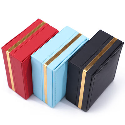 주문형 PU 가죽 LED 보석 상자 금 트림 보석 홀더 케이스 귀걸이 반지