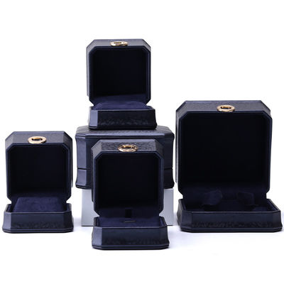 11*11*6cm 가죽 보석 상자 한홍 사각형 목걸이 반지 상자 금속 블루 고급