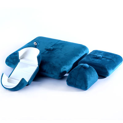 수작업 블루 벨벳 보석 상자 팔찌 귀걸이 목걸이 반지 10*10*3cm 크기