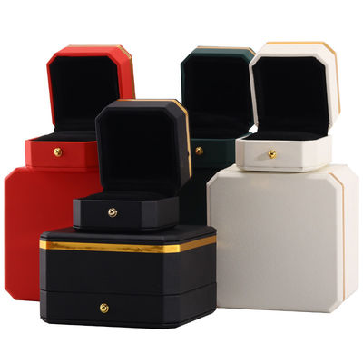 주문 다채로운 팔각형 PU 가죽 보석 포장 케이스 금 장식 online manufacture
