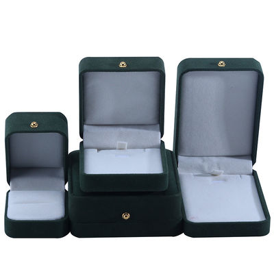 주문 맞춤 로고 녹색 벨벳 보석 목걸이 팔찌 귀걸이 반지 포장 상자 online manufacture