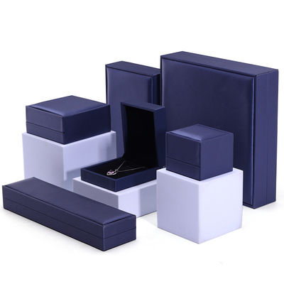 주문 한홍 핸드메이드 벨벳 보석 목걸이 및 반지 포장 상자 9 * 9 * 4.5cm 블루 PU 가죽 online manufacture