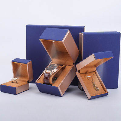 주문 19x19x4cm 블루 벨벳 PU 가죽 보석 선물 상자 online manufacture