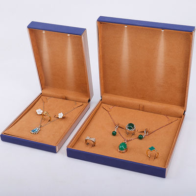 19x19x4cm 블루 벨벳 PU 가죽 보석 선물 상자