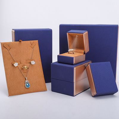19x19x4cm 블루 벨벳 PU 가죽 보석 선물 상자