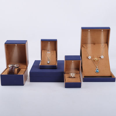 19x19x4cm 블루 벨벳 PU 가죽 보석 선물 상자