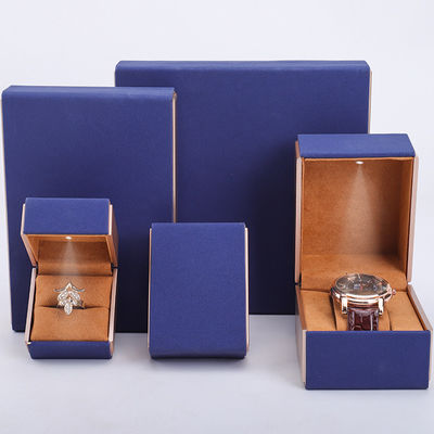 19x19x4cm 블루 벨벳 PU 가죽 보석 선물 상자