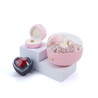 주문 맞춤 로고 심장 모양 보석 드라워 상자 반지 핑크 꽃 상자 online manufacture