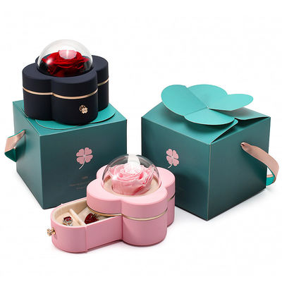 주문 4 잎 클로버 모양 스프레이 페인트 드라워 정교한 포장용 보석 상자 online manufacture