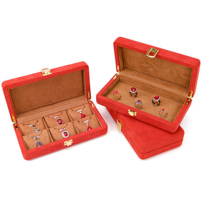 주문 주문 오렌지 마이크로 섬유 가죽 보석 박스 스터드 팔찌와 반지 19.5*11*5cm online manufacture