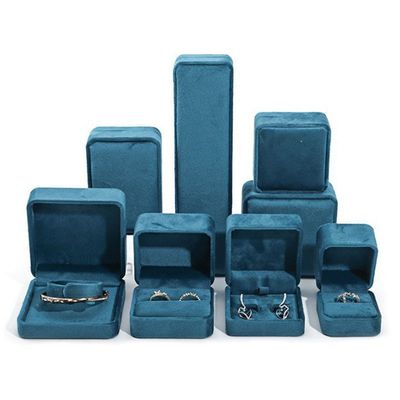 주문 사용자 지정 로고 어두운 파란색 매끄러운 벨벳 보석 선물 상자 고급 포장 online manufacture