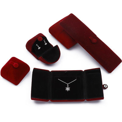 주문 어두운 빨간색 부드러운 벨벳 보석 상자 클램 셸 모양 보석 세트 상자 포장 online manufacture