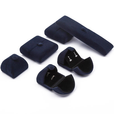 주문 어두운 파란색 클램 셸 모양 벨벳 보석 보관 케이스 보석 포장 상자 online manufacture