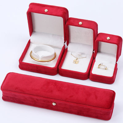 주문 빨간색 부드러운 벨벳 보석 상자 반지 Pendant 팔찌를위한 고급 포장 상자 세트 online manufacture