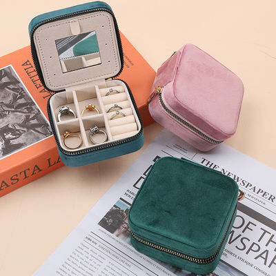 주문 하이엔드 깔끔한 보석 보관 상자 부드러운 벨벳 여행 보석 조직기 거울과 함께 online manufacture