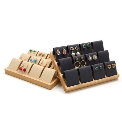 주문 부드러운 벨벳 커버 목재 보석 저장 디스플레이 트레이 귀 스터드 스탠드 online manufacture