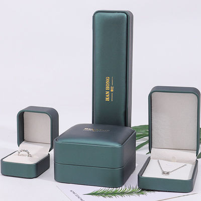 주문 어두운 녹색 굽은 가짜 가죽 보석 보관 상자 고급 조직기 포장 online manufacture