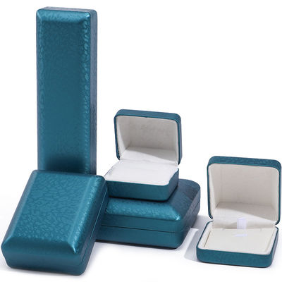 주문 파우크 블루 스노우 곡물 PU 가죽 보석 상자, 고급 보석 세트 선물 상자 OEM online manufacture
