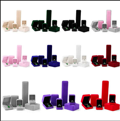 흰색 밝은 녹색 벨벳 보석 반지 포장 보석 상자