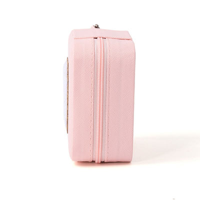 휴대용 작은 PU 가죽 진주 벨벳 분홍색 보석 보관 상자