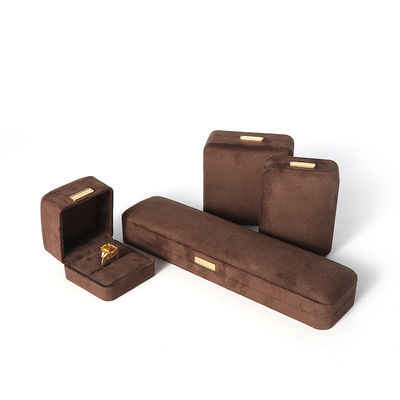 팔각형 군대 갈색 벨벳 보석 상자 맞춤형 플립 보석 상자