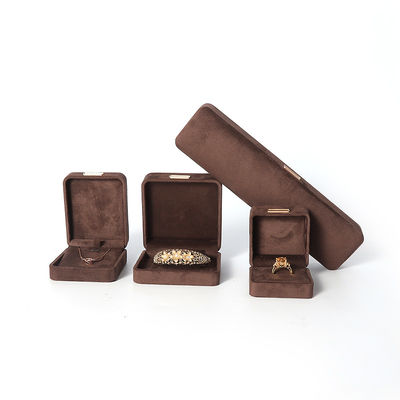 팔각형 군대 갈색 벨벳 보석 상자 맞춤형 플립 보석 상자