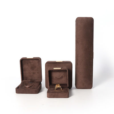 팔각형 군대 갈색 벨벳 보석 상자 맞춤형 플립 보석 상자