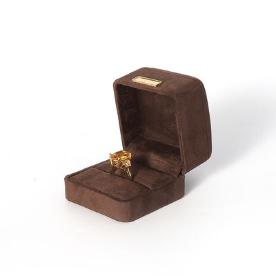 팔각형 군대 갈색 벨벳 보석 상자 맞춤형 플립 보석 상자
