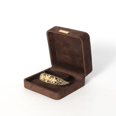 팔각형 군대 갈색 벨벳 보석 상자 맞춤형 플립 보석 상자