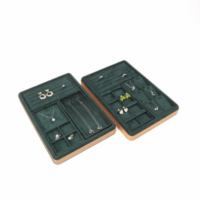 OEM 럭셔리 벨벳 보석 트레이 사용자 지정 로고 조직자 보석 트레이 보석 세트 디스플레이