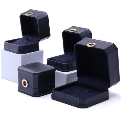 11*11*6cm 가죽 보석 상자 한홍 사각형 목걸이 반지 상자 금속 블루 고급