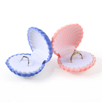 고품질의 개인화 된 핑크 껍질 벨벳 반지 상자 보석 포장